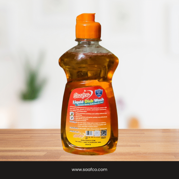 Saafco Anti-Bacterial Liquid Dishwash 250 ml small packing back side of bottle