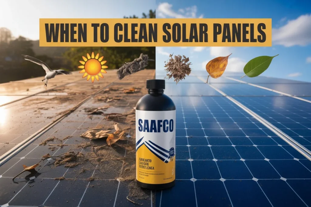 Safe and efficient solar panel cleaning in Pakistan using Saafco Liquid Dish Wash and Solar Panel Cleaner Liquid
