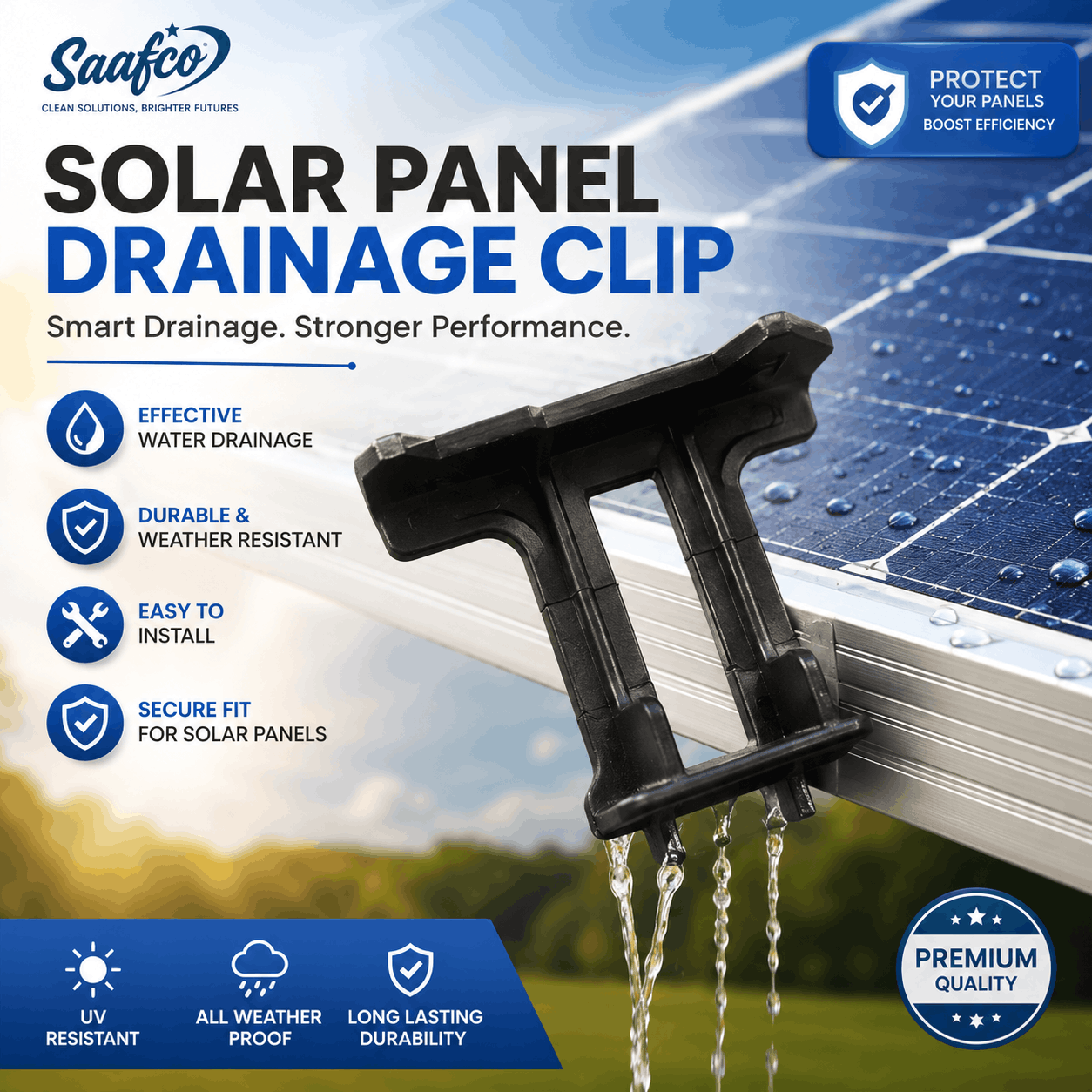 Saafco Durable PV Module Water Drain Clip – Efficient Solar Panel Water Drainage Solution - Image 4