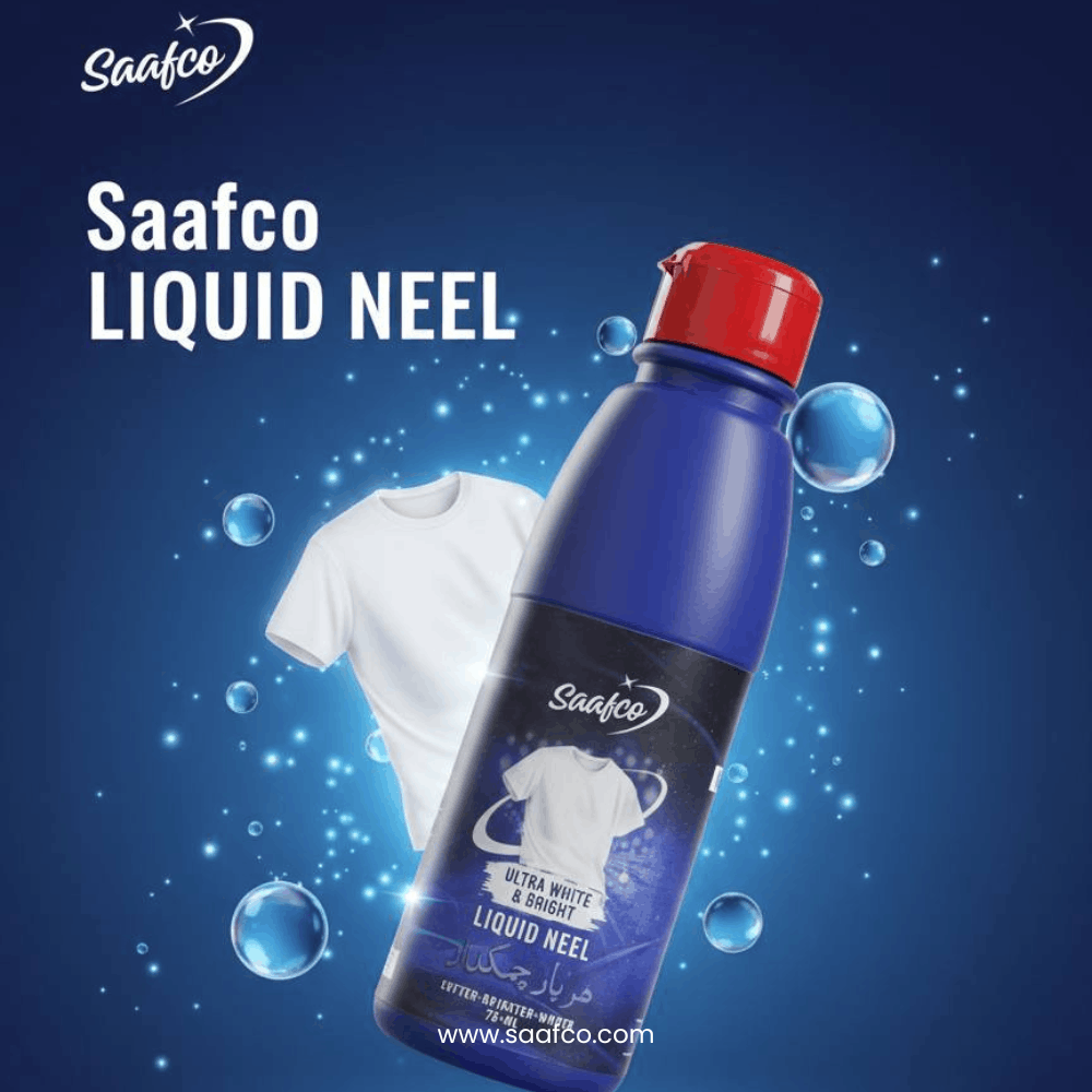 Saafco Liquid Blue Neel 75 ml Ultra White & Bright laundry whitening liquid for brighter white fabrics