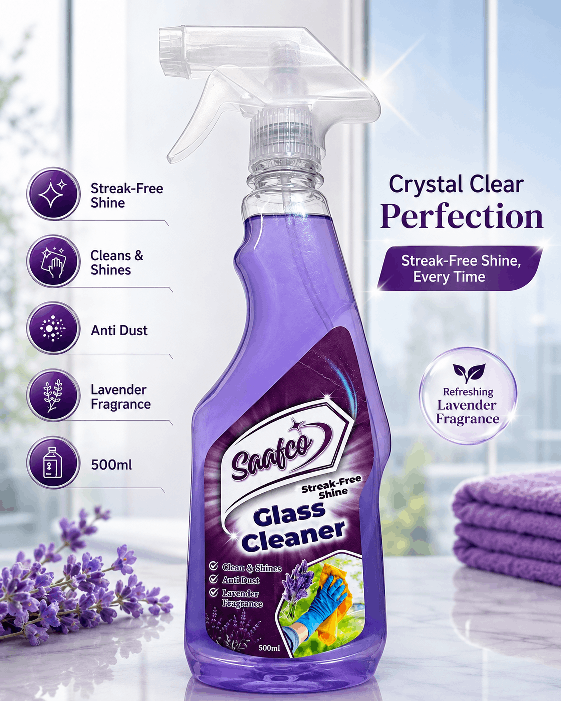 Image of Glass Cleaner With luxury background and attractive fragrance